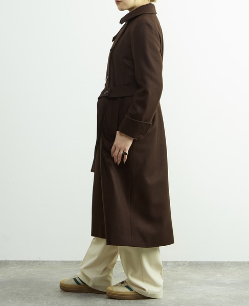 【定番】圧縮メルトンスタンドカラーコート 詳細画像 ダークブラウン 5