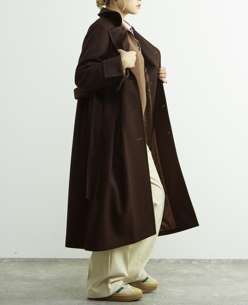【定番】圧縮メルトンスタンドカラーコート 詳細画像 ダークブラウン 6