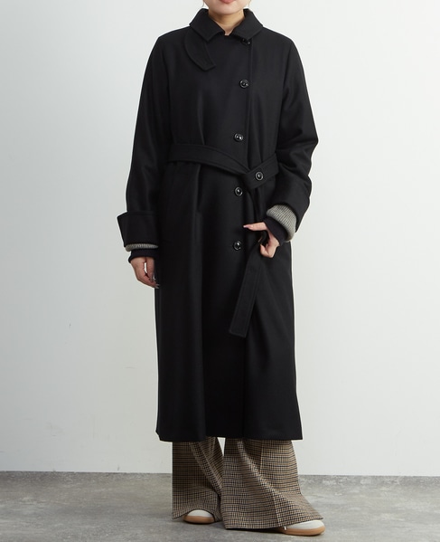 【定番】圧縮メルトンスタンドカラーコート 詳細画像 ブラック 2