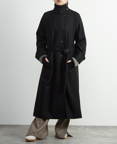 【定番】圧縮メルトンスタンドカラーコート 詳細画像 ブラック 3