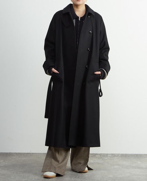 【定番】圧縮メルトンスタンドカラーコート 詳細画像 ブラック 5