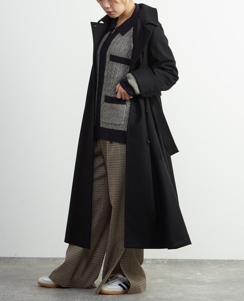 【定番】圧縮メルトンスタンドカラーコート 詳細画像 ブラック 6