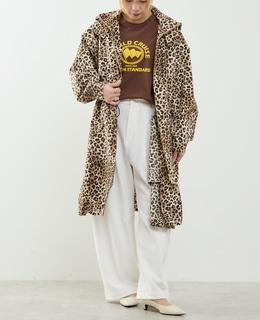 レオパード柄フード付コート（フード収納可）
