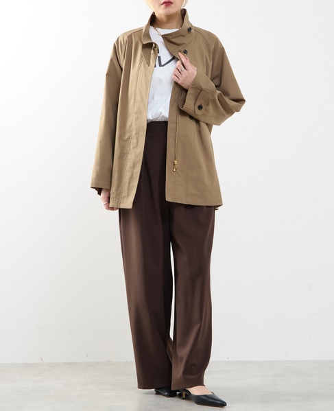 Aラインスタンドコート 詳細画像 ダークベージュ 4