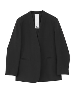 【A_/エース】リネン混ノーカラージャケット