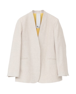 【A_/エース】リネン混ノーカラージャケット