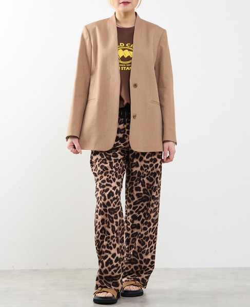 【A_/エース】リネン混ノーカラージャケット 詳細画像 キャメル 5