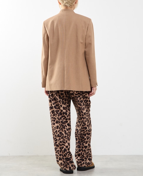 【A_/エース】リネン混ノーカラージャケット 詳細画像 キャメル 7