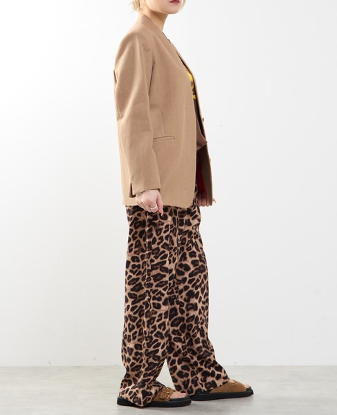 【A_/エース】リネン混ノーカラージャケット 詳細画像 キャメル 8