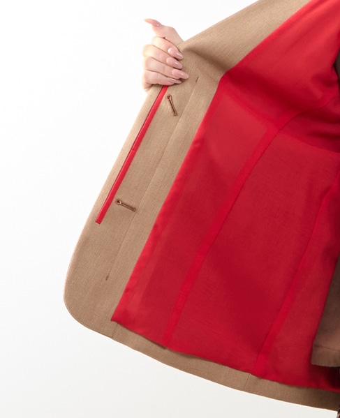 【A_/エース】リネン混ノーカラージャケット 詳細画像 キャメル 9