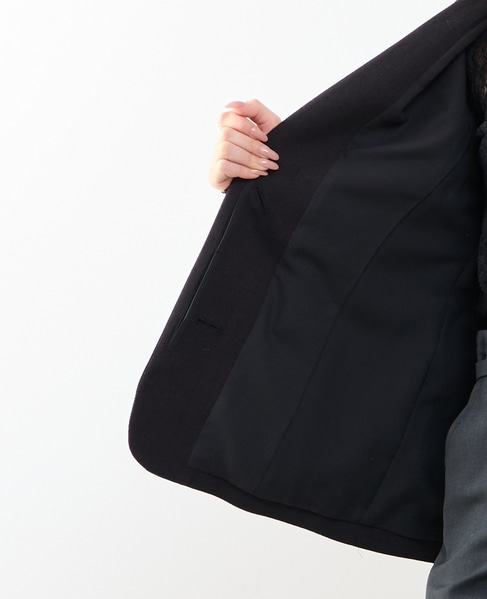【A_/エース】リネン混ノーカラージャケット 詳細画像 ブラック 10