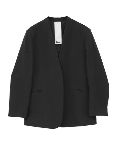 【A_/エース】リネン混ノーカラージャケット 詳細画像 ブラック 11