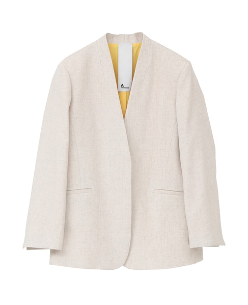 【A_/エース】リネン混ノーカラージャケット 詳細画像 ベージュ 1