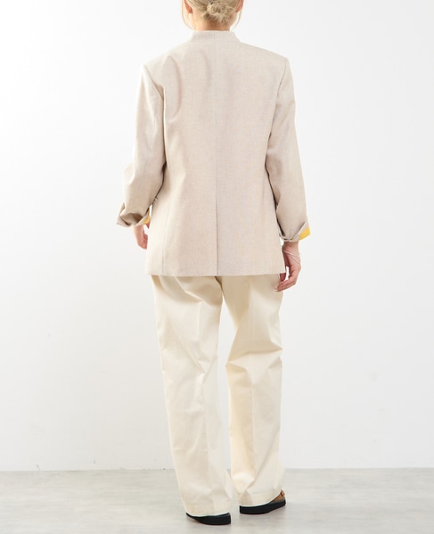 【A_/エース】リネン混ノーカラージャケット 詳細画像 ベージュ 10