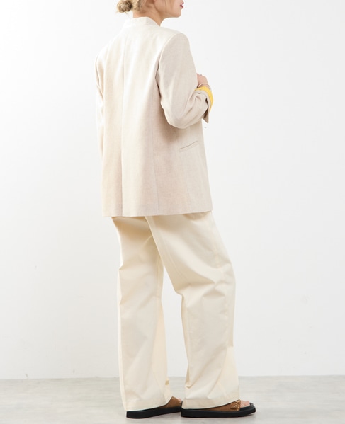 【A_/エース】リネン混ノーカラージャケット 詳細画像 ベージュ 11