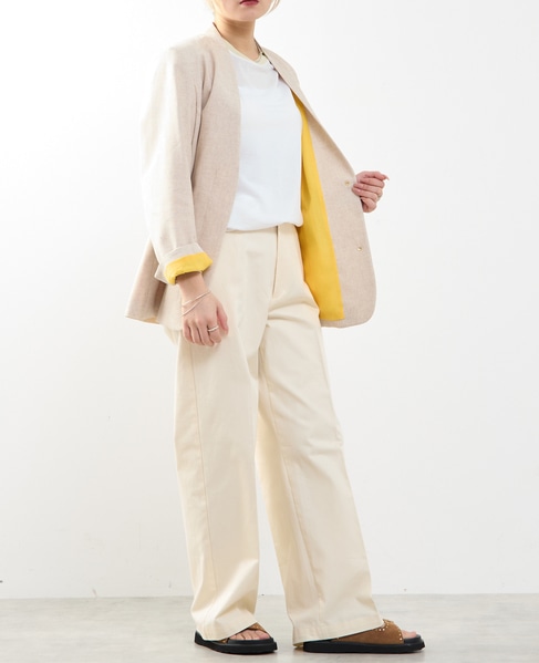 【A_/エース】リネン混ノーカラージャケット 詳細画像 ベージュ 12