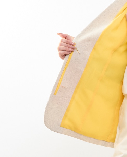 【A_/エース】リネン混ノーカラージャケット 詳細画像 ベージュ 13