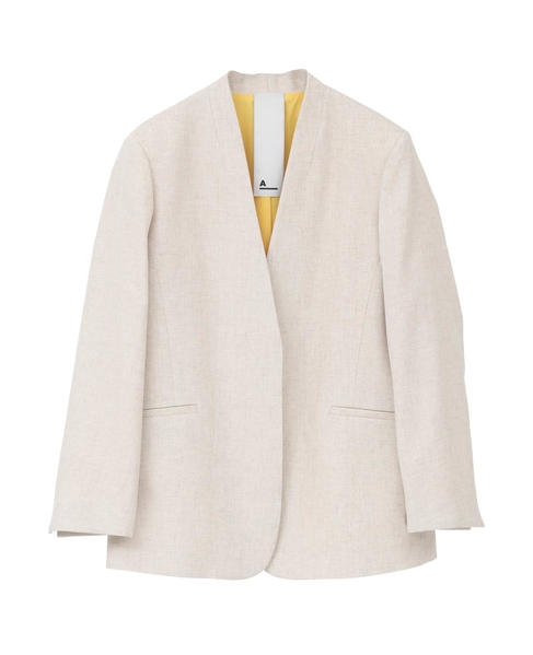 【A_/エース】リネン混ノーカラージャケット 詳細画像 ベージュ 14