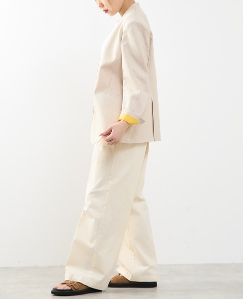【A_/エース】リネン混ノーカラージャケット 詳細画像 ベージュ 9