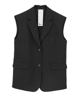 【A_ /エース】カットオフデザイン ノーカラースリーブレスジャケット