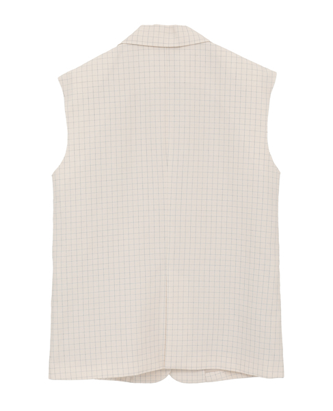 【A_ /エース】カットオフデザイン ノーカラースリーブレスジャケット 詳細画像 ベージュ系その他 14