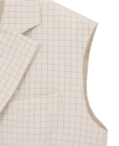 【A_ /エース】カットオフデザイン ノーカラースリーブレスジャケット 詳細画像 ベージュ系その他 16