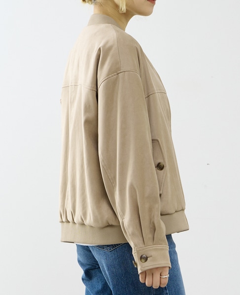 ストレッチフェイクスウェードブルゾン 詳細画像 ダークベージュ 2