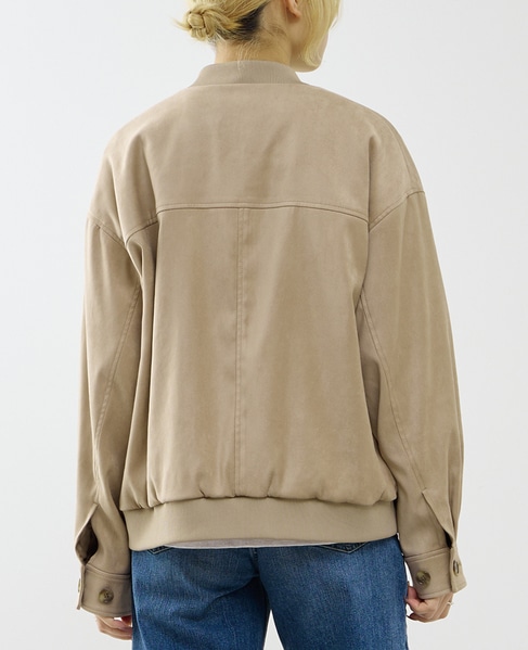 ストレッチフェイクスウェードブルゾン 詳細画像 ダークベージュ 3