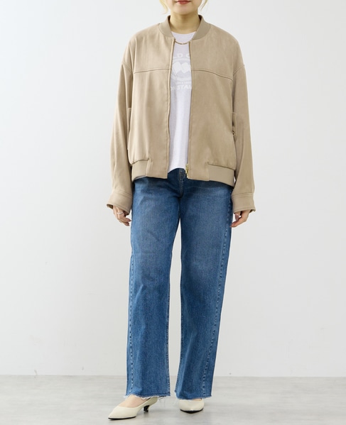 ストレッチフェイクスウェードブルゾン 詳細画像 ダークベージュ 4