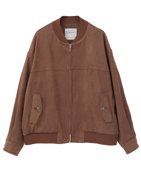 ストレッチフェイクスウェードブルゾン 詳細画像 ブラウン 1