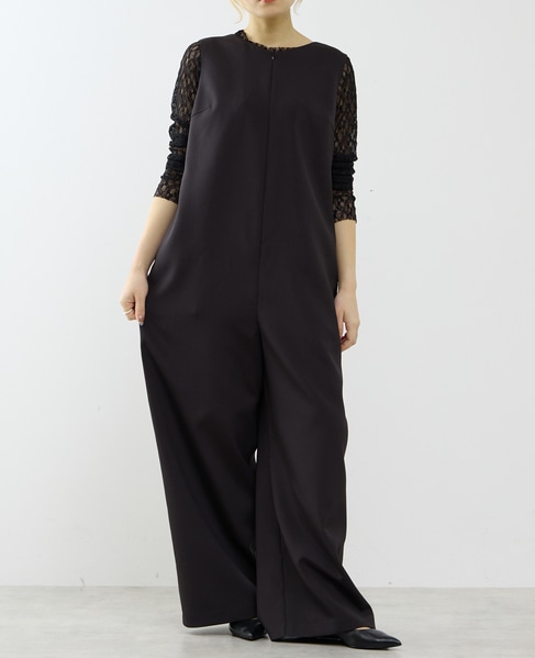 【A_/エース】ドライダブルクロス×レースオールインワン 詳細画像 ブラック 1