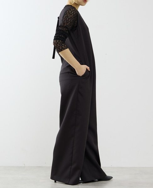 【A_/エース】ドライダブルクロス×レースオールインワン 詳細画像 ブラック 4