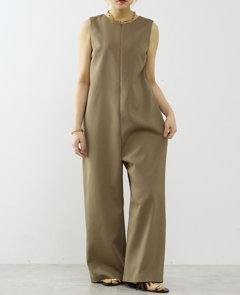 【A_/エース】ドライダブルクロス×レースオールインワン 詳細画像 カーキ 1