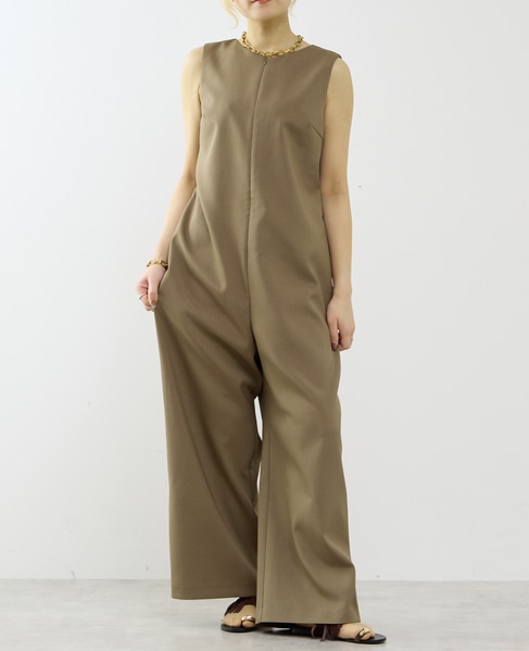 【A_/エース】ドライダブルクロス×レースオールインワン 詳細画像 カーキ 6