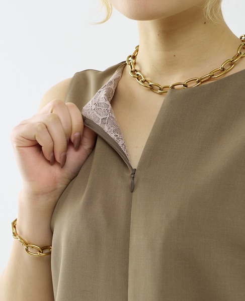 【A_/エース】ドライダブルクロス×レースオールインワン 詳細画像 カーキ 7