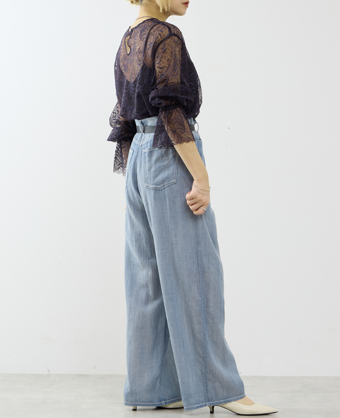 シアーデニムワイドパンツ 詳細画像 ケミカルウォッシュ 7