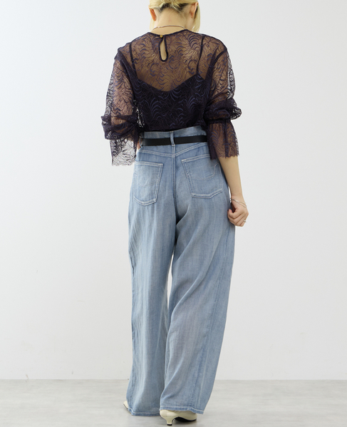 シアーデニムワイドパンツ 詳細画像 ケミカルウォッシュ 9