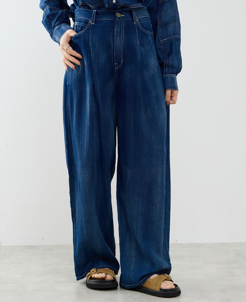 シアーデニムワイドパンツ 詳細画像 インディゴブルー 3