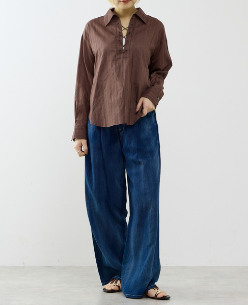 シアーデニムワイドパンツ 詳細画像 インディゴブルー 5