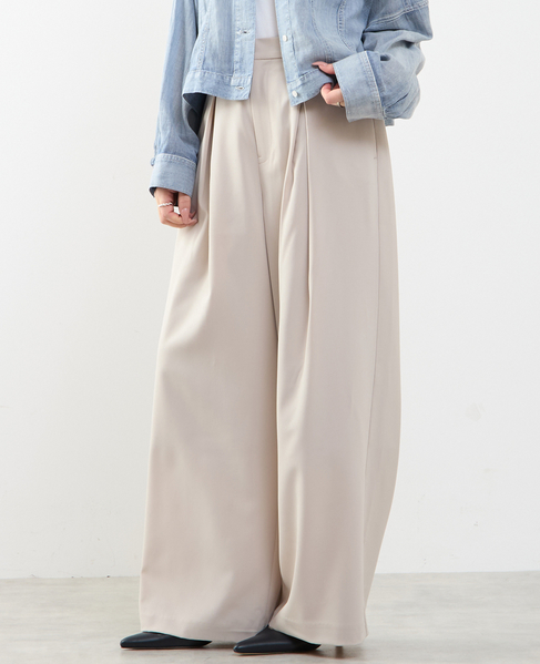≪高機能素材≫ワイドパンツ 詳細画像 グレイッシュベージュ 1
