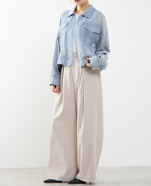 ≪高機能素材≫ワイドパンツ 詳細画像 グレイッシュベージュ 5