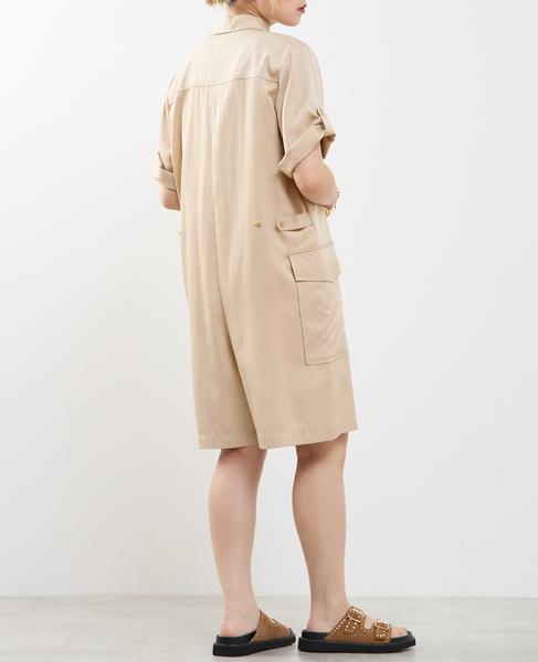 《接触冷感》フロントファスナーサロペット 詳細画像 ベージュ 3