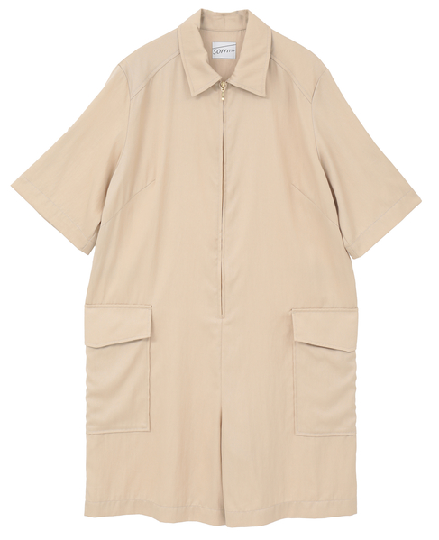 《接触冷感》フロントファスナーサロペット 詳細画像 ベージュ 7