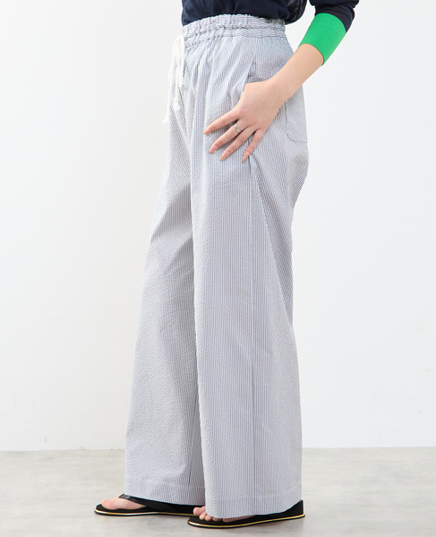 【A_/エース】ゴム仕様＆ドローコード付きリラックス ストライプパンツ 詳細画像 ネイビーストライプ 2