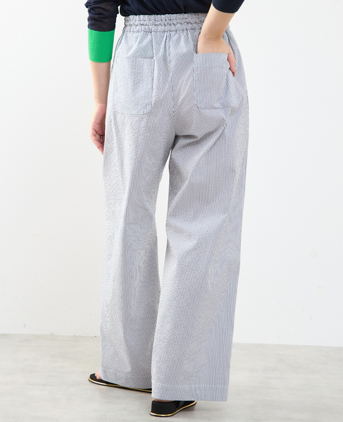 【A_/エース】ゴム仕様＆ドローコード付きリラックス ストライプパンツ 詳細画像 ネイビーストライプ 3