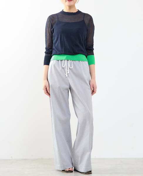 【A_/エース】ゴム仕様＆ドローコード付きリラックス ストライプパンツ 詳細画像 ネイビーストライプ 5