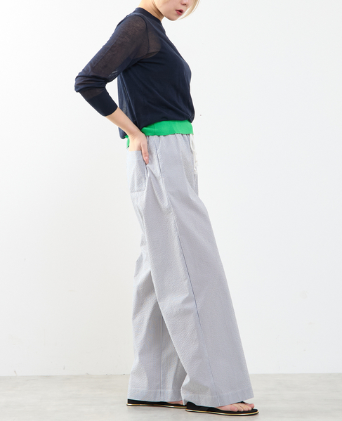 【A_/エース】ゴム仕様＆ドローコード付きリラックス ストライプパンツ 詳細画像 ネイビーストライプ 6