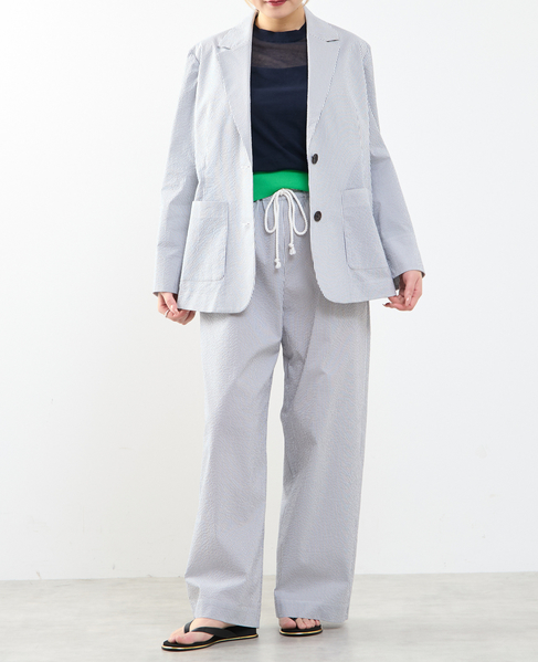 【A_/エース】ゴム仕様＆ドローコード付きリラックス ストライプパンツ 詳細画像 ネイビーストライプ 8