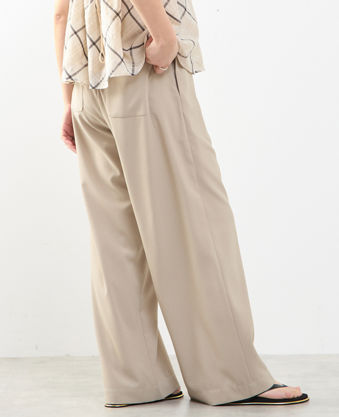 【A_/エース】ゴム仕様＆ドローコード付きリラックス ストライプパンツ 詳細画像 ベージュ 2