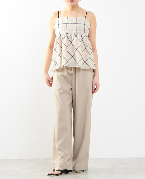 【A_/エース】ゴム仕様＆ドローコード付きリラックス ストライプパンツ 詳細画像 ベージュ 4